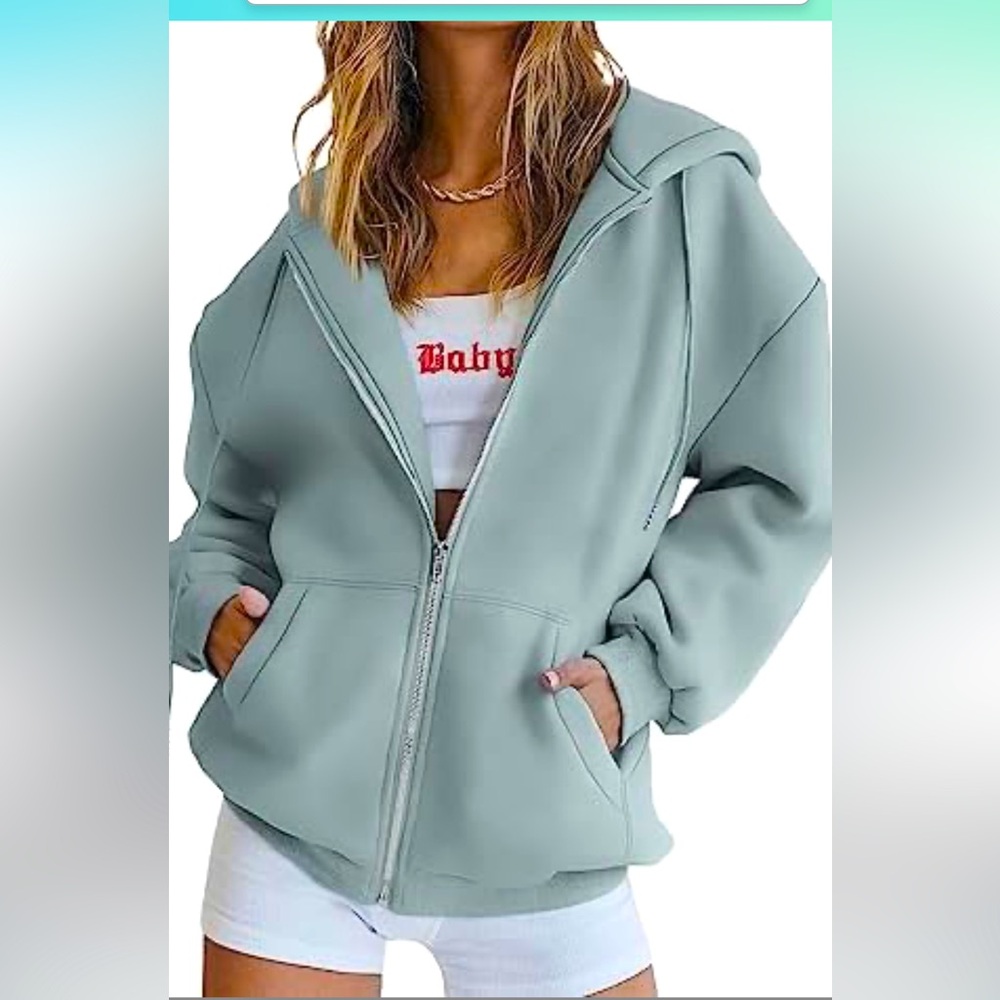Automat Women’s green zip up oversized Hoodie sweatshirt size Medium